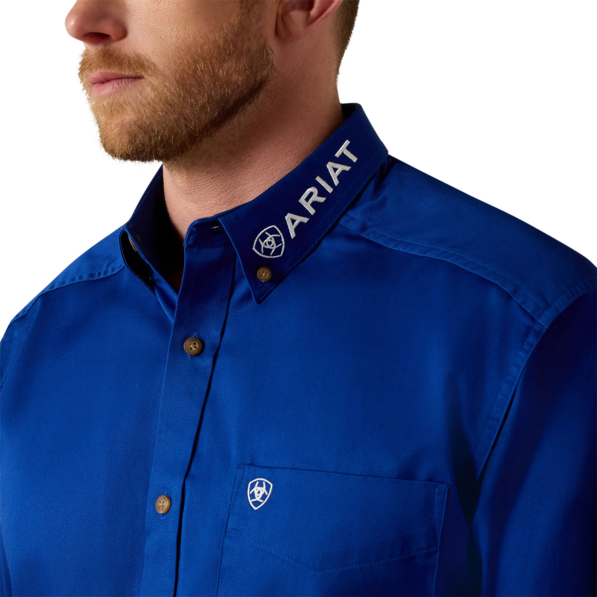 Ariat Men's Team Logo Twill Classic Fit Shirt in dark blue - Detail