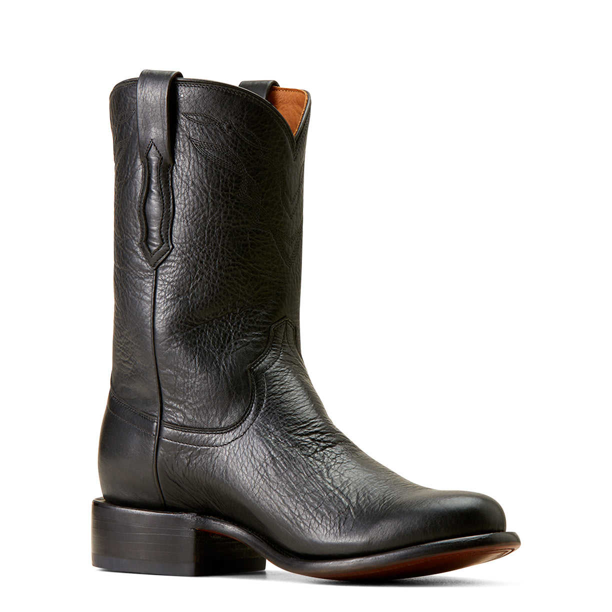 Ariat Men's Bench Made Clanton Western Boot in Cool Black Bison Angle