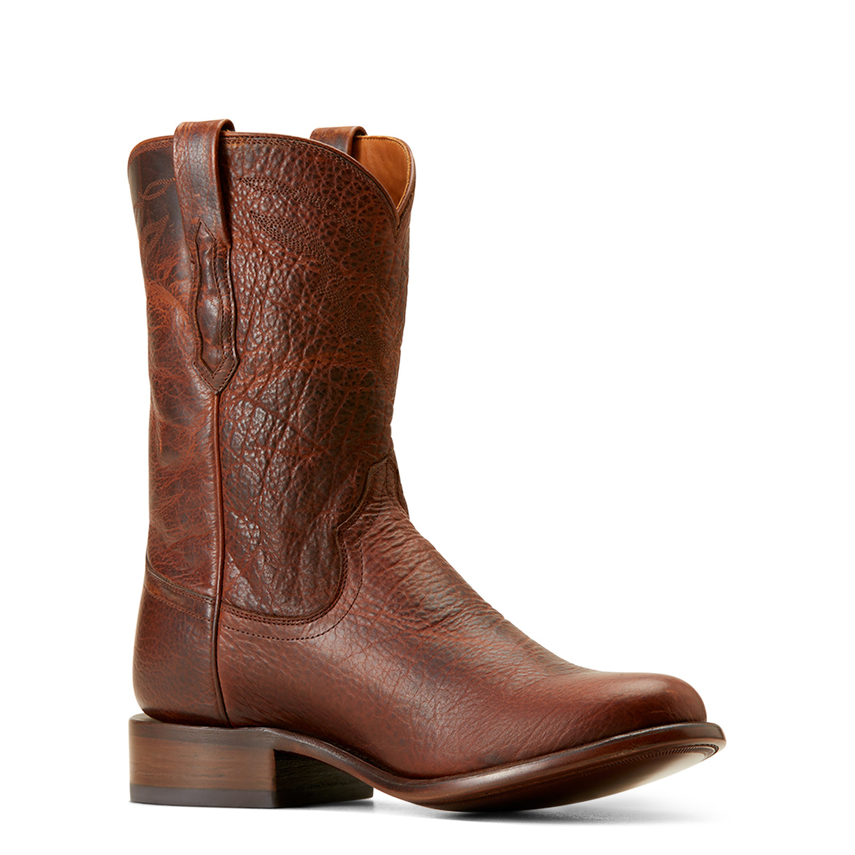 Ariat Men's Bench Made Clanton Western Boot in Saddle Brown Bison Angle