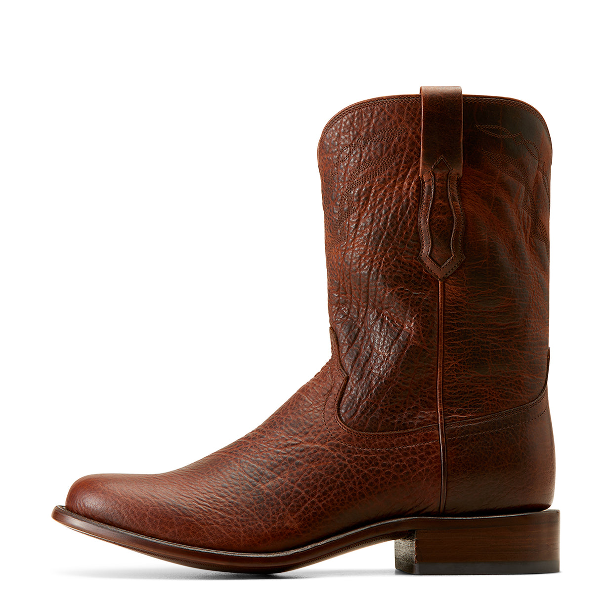 Ariat Men's Bench Made Clanton Western Boot in Saddle Brown Bison Side
