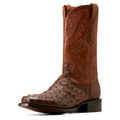 Ariat Men's Bench Made Stilwell Western Boot in Bourbon Full Quill Ostrich Front