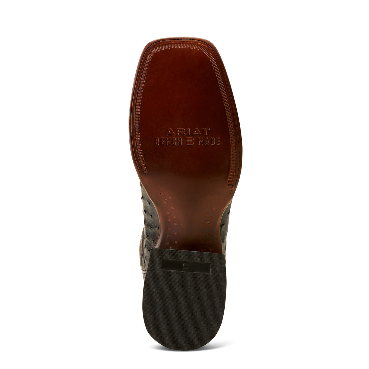 Ariat Men's Bench Made Bassett Western Boot Front in Black Full Quill Ostrich Sole