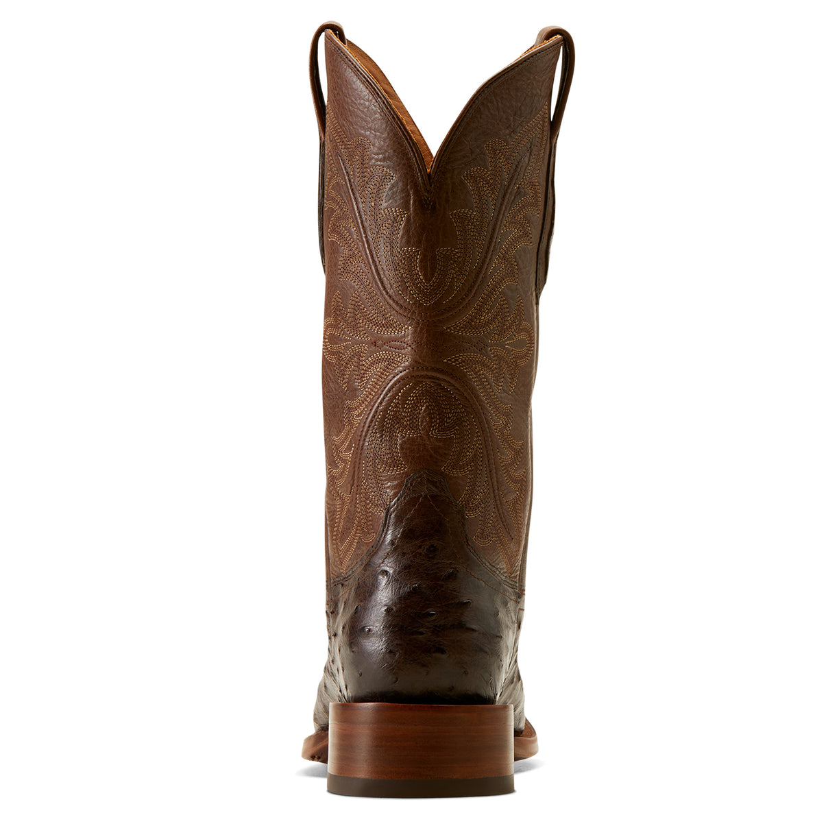 Ariat Men's Bench Made Bassett Western Boot Front in Espresso Full Quill Ostrich Heel
