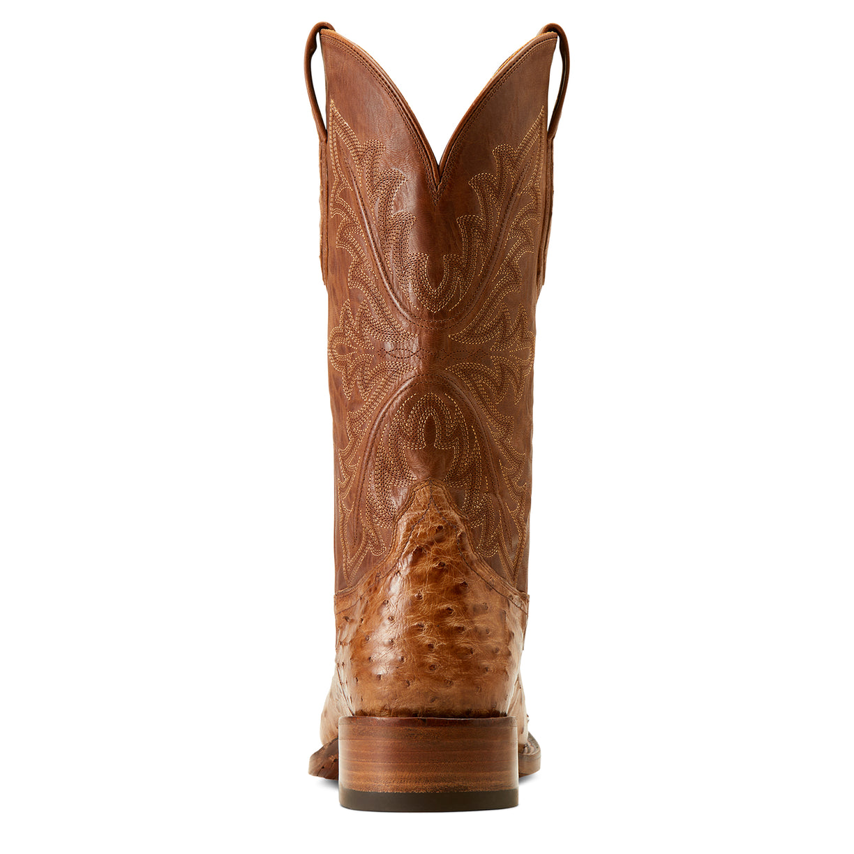 Ariat Men's Bench Made Bassett Western Boot Front in Buckskin Full Quill Ostrich Heel