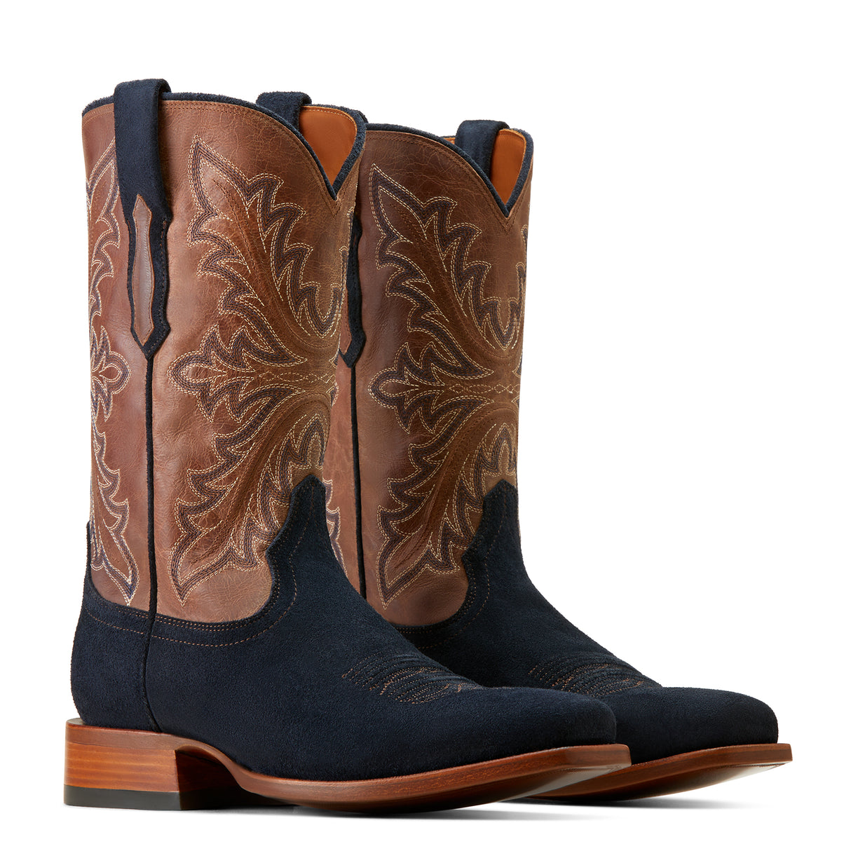 Ariat Men's Bench Made Stilwell Western Boot in Oiled Navy Roughout Pair