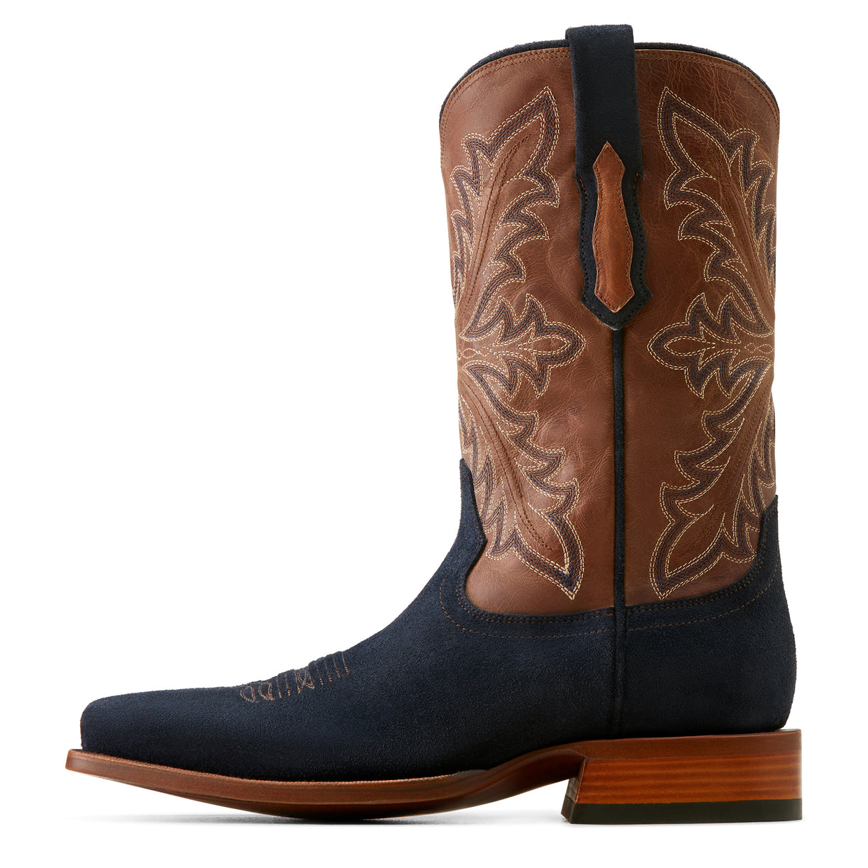 Ariat Men's Bench Made Stilwell Western Boot in Oiled Navy Roughout Side