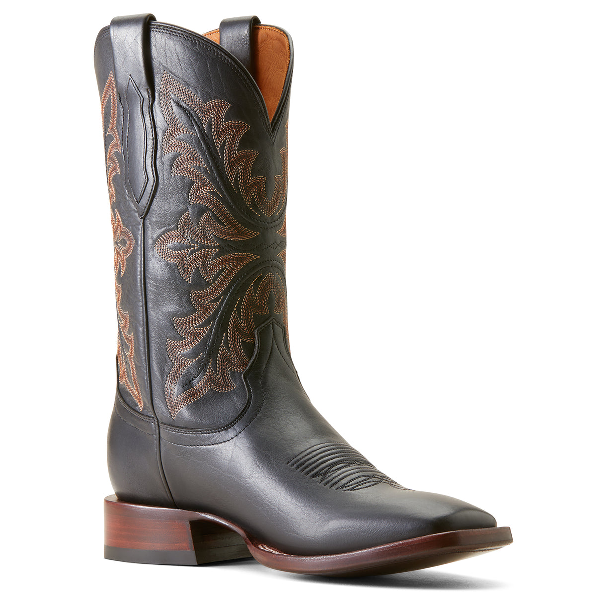 Ariat Men's Bench Made Bassett Cowboy Boot Front in Cool Black Bison Angle