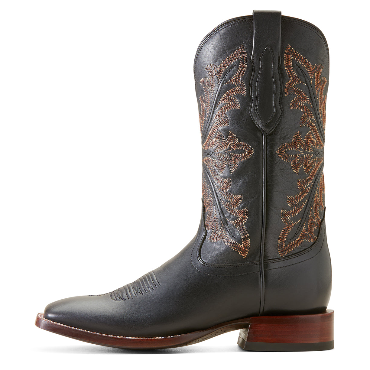 Ariat Men's Bench Made Bassett Cowboy Boot Front in Cool Black Bison Side