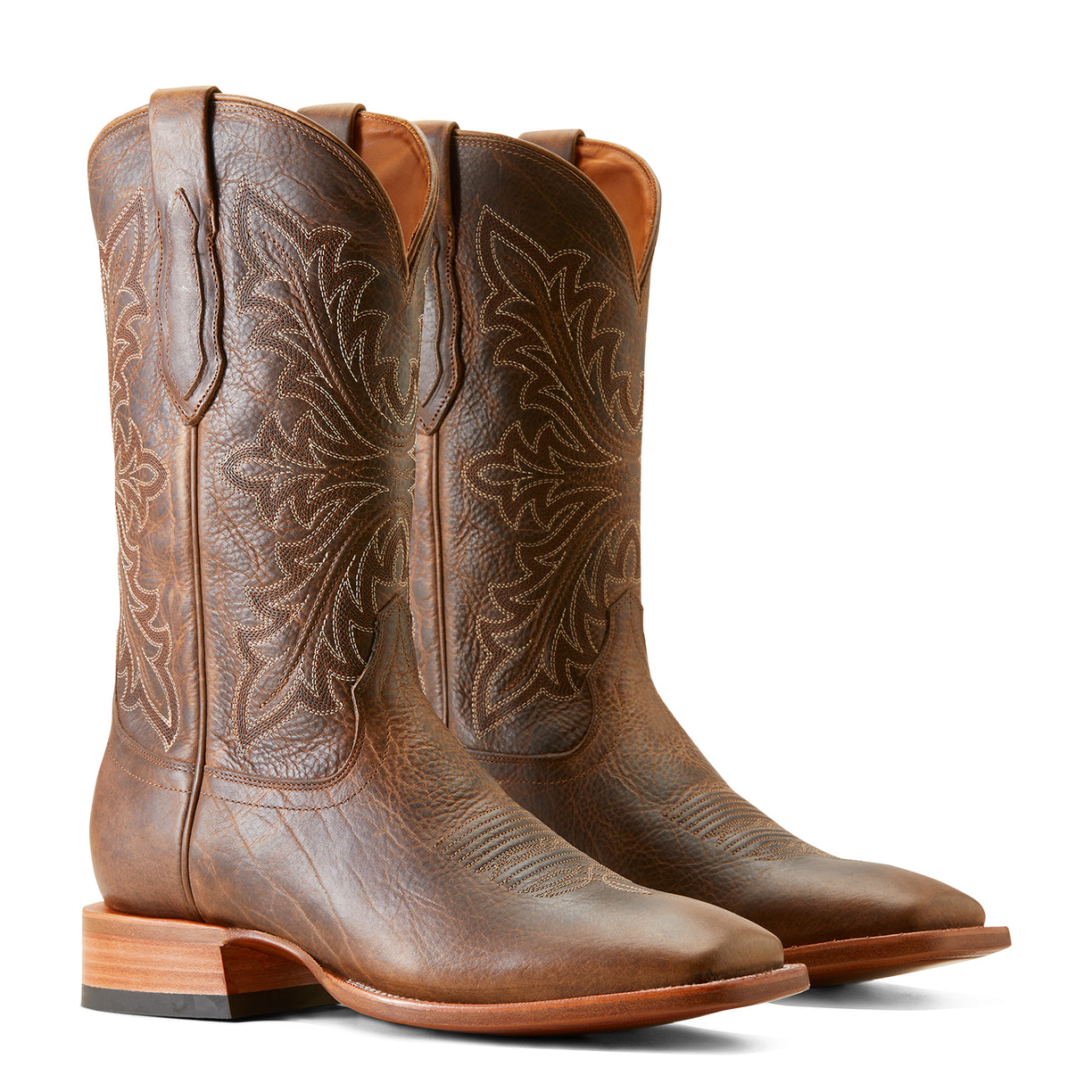 Ariat Men's Bench Made Bassett Cowboy Boot Front in Earth Brown Bison Pair