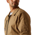 Man wearing a brown jacket on a white background