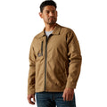 Man wearing a brown jacket on a white background