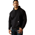 Man wearing a black hoodie on a white background