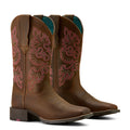 Ariat Women's Round Up Wide Square Toe StretchFit Western Boot in sassy brown leather - Pair