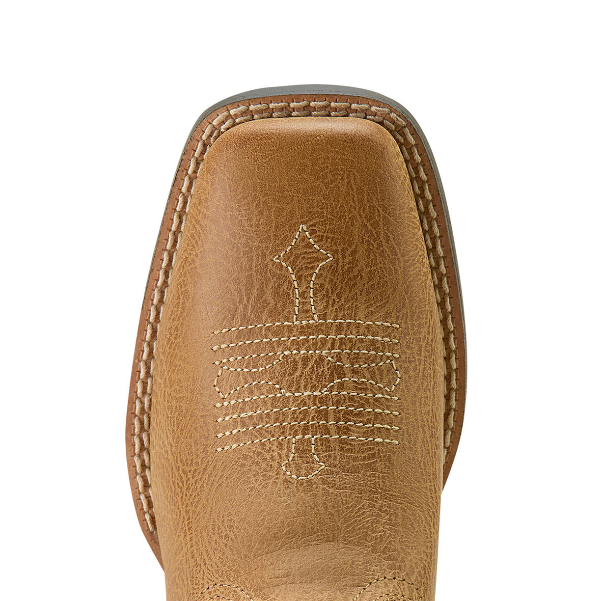 Ariat Kids' Tombstone Western Boot in brown leather and red -  Toe