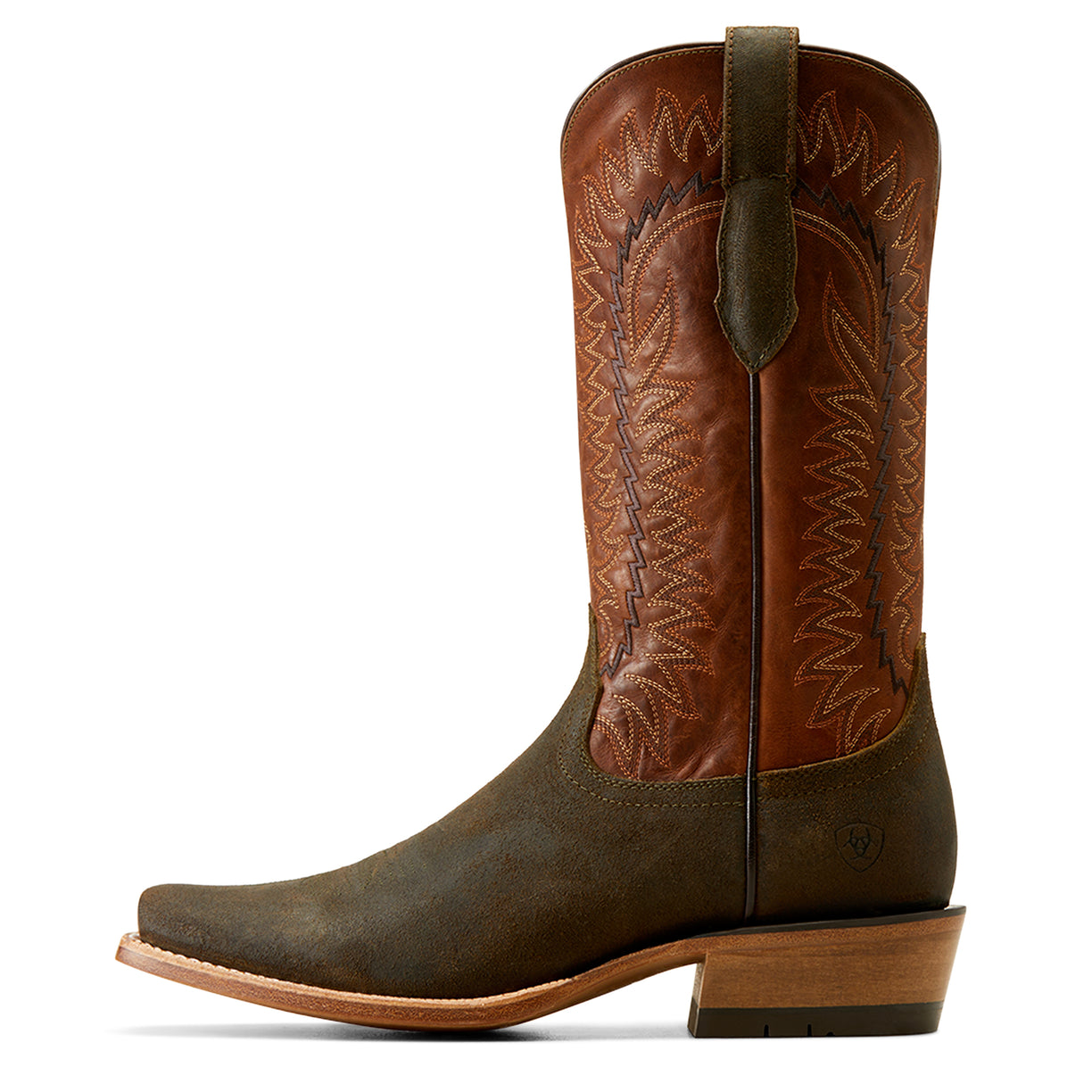 Ariat Men's Futurity Time Boots in olive roughout leather and copper crunch - Side