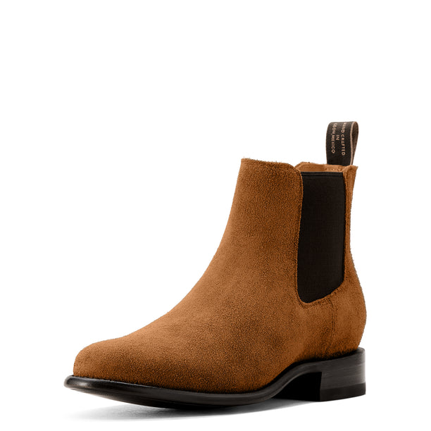 Ariat Men's Bench Made Reed Western Boot in Oiled Tan Roughout Front