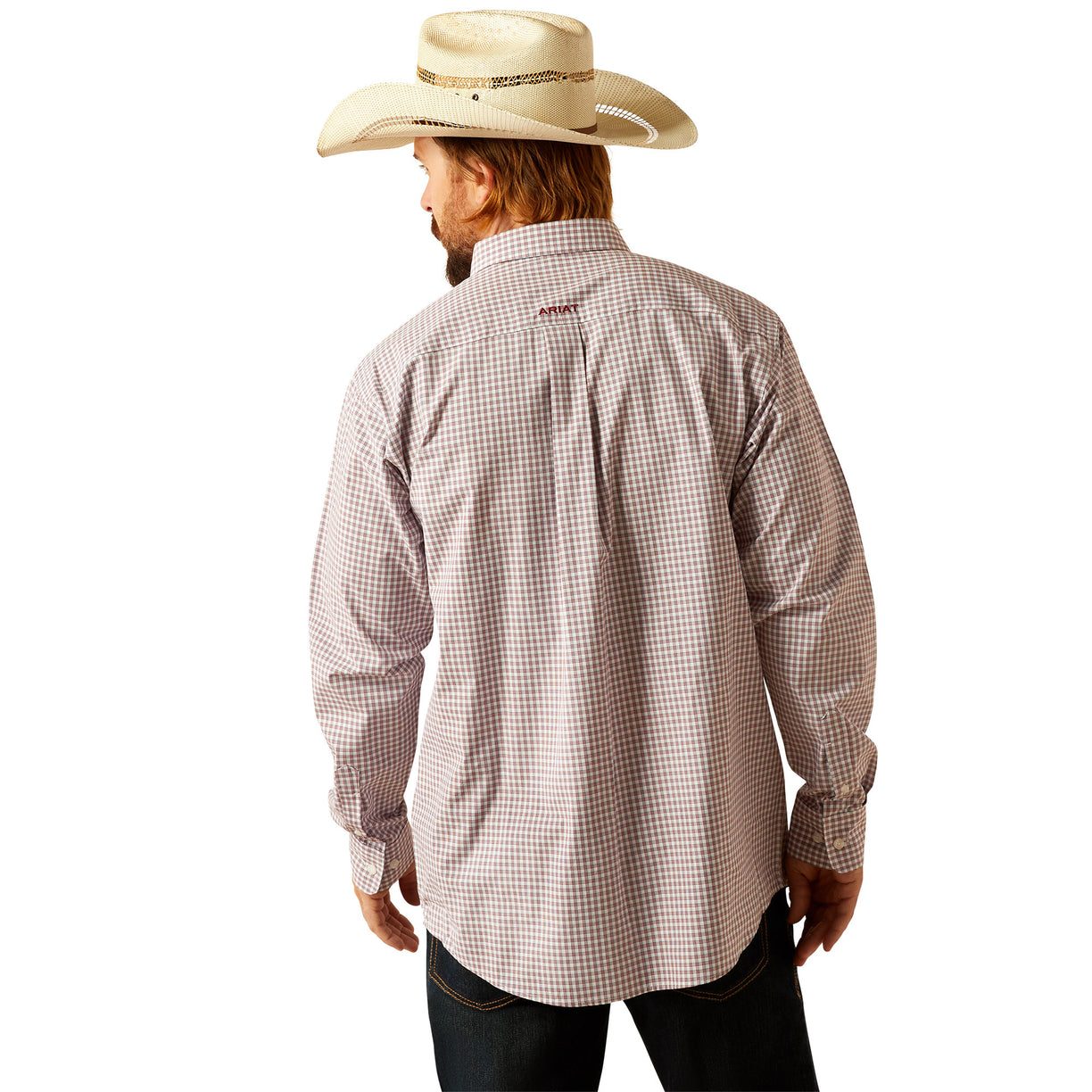 Ariat Men's Pro Series Glen Classic Fit Shirt in red and white pattern - Back