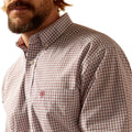 Ariat Men's Pro Series Glen Classic Fit Shirt in red and white pattern - Detail