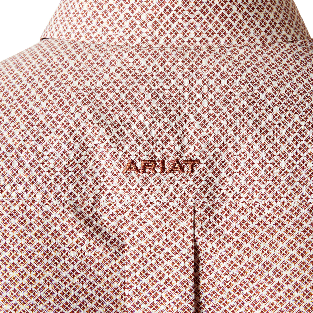 Ariat Men's Wrinkle Free Avery Classic Fit Shirt in white and red pattern - Detail