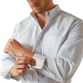 Ariat Men's Wrinkle Free Alan Classic Fit Shirt in white and blue pattern - Detail