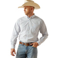 Ariat Men's Wrinkle Free Alan Classic Fit Shirt in white and blue pattern - Front