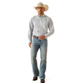 Ariat Men's Wrinkle Free Alan Classic Fit Shirt in white and blue pattern - Full