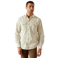 Ariat Hanford Retro Fit Shirt in beige and grey stripes - Front