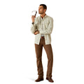Ariat Hanford Retro Fit Shirt in beige and grey stripes - Full