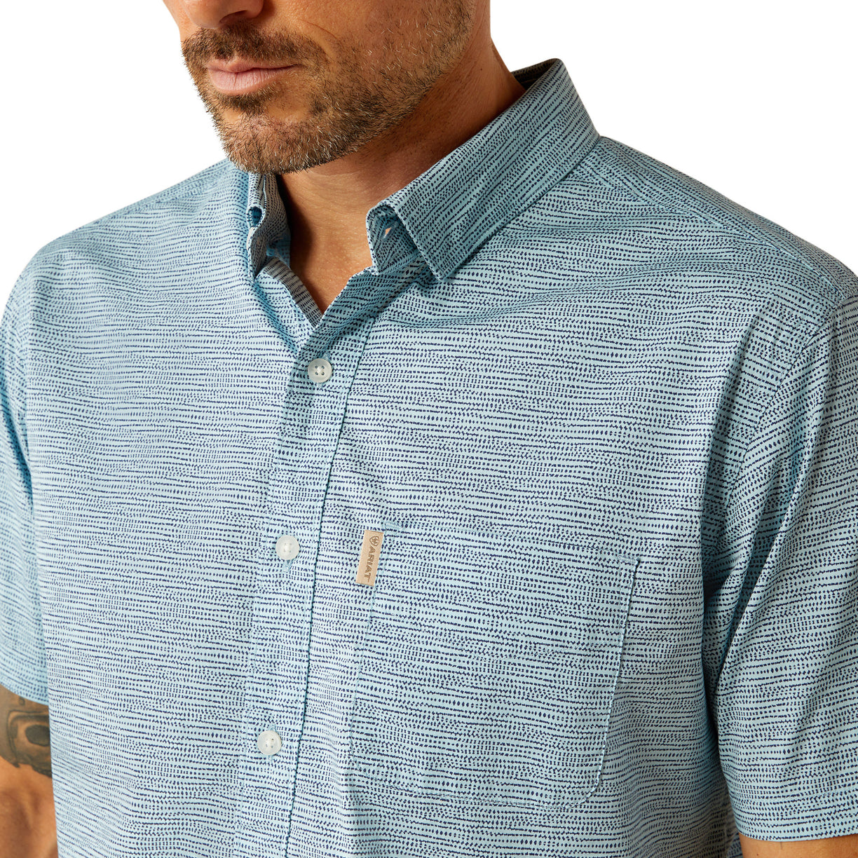 Ariat Men's Monte Modern Fit Shirt in blue pattern - Detail