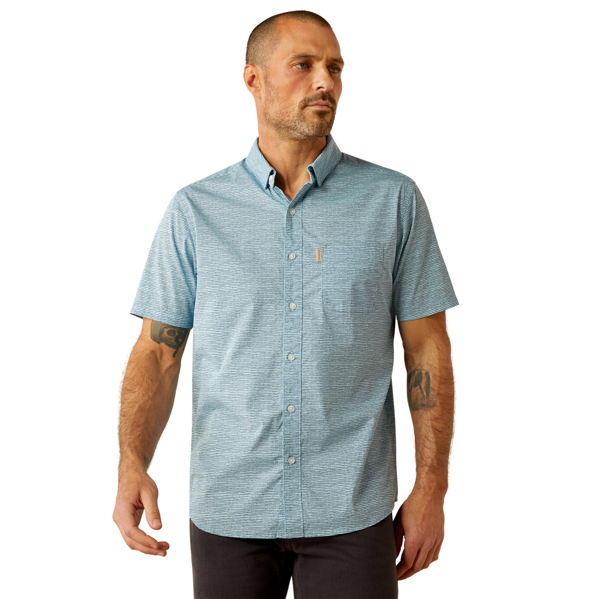 Ariat Men's Monte Modern Fit Shirt in blue pattern - Front