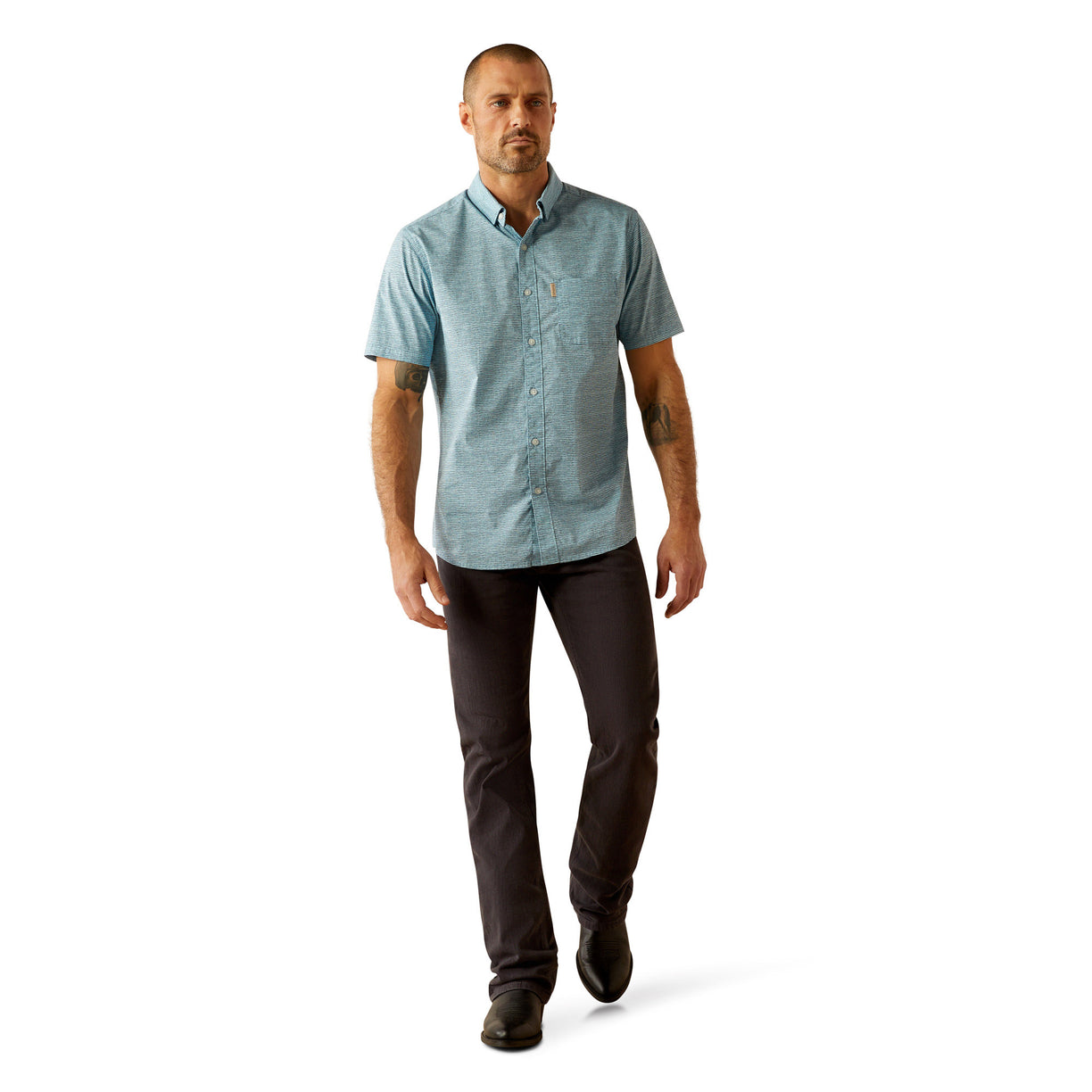 Ariat Men's Monte Modern Fit Shirt in blue pattern - Full
