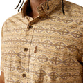 Ariat Men's Merritt Modern Fit Shirt in beige and brown pattern - Detail
