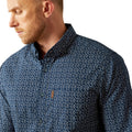 Ariat Men's Marin Modern Fit Long-Sleeves Shirt in dark blue pattern - Detail