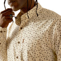 Ariat Men's Milton Modern Fit Long-Sleeved Shirt in beige pattern - Detail