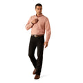 Ariat Men's Wrinkle Free Solid Classic Fit Long-Sleeved Shirt in pink - Full
