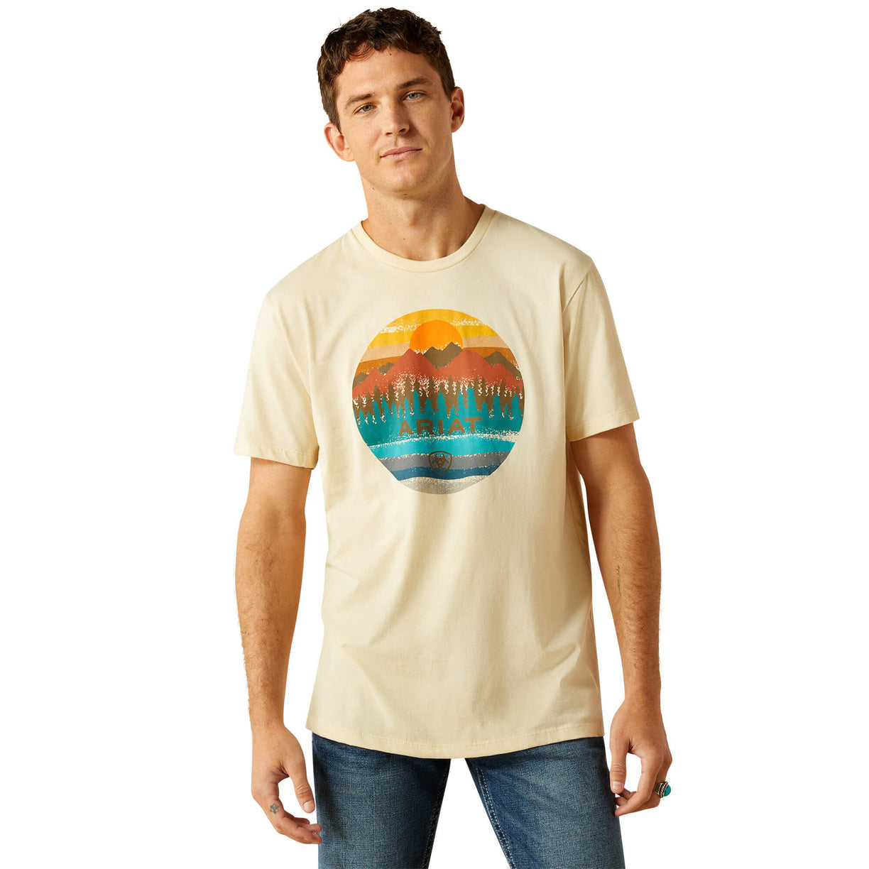 Ariat Men's Grit Scene T-Shirt in Wood Ash Colour Front