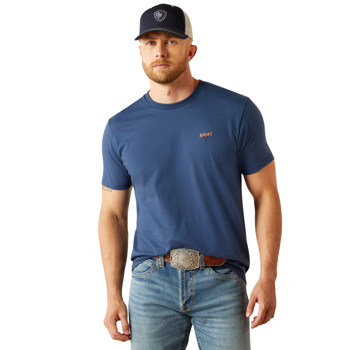Ariat Men's Ranch Tough T-Shirt in Space Blue Colour Front