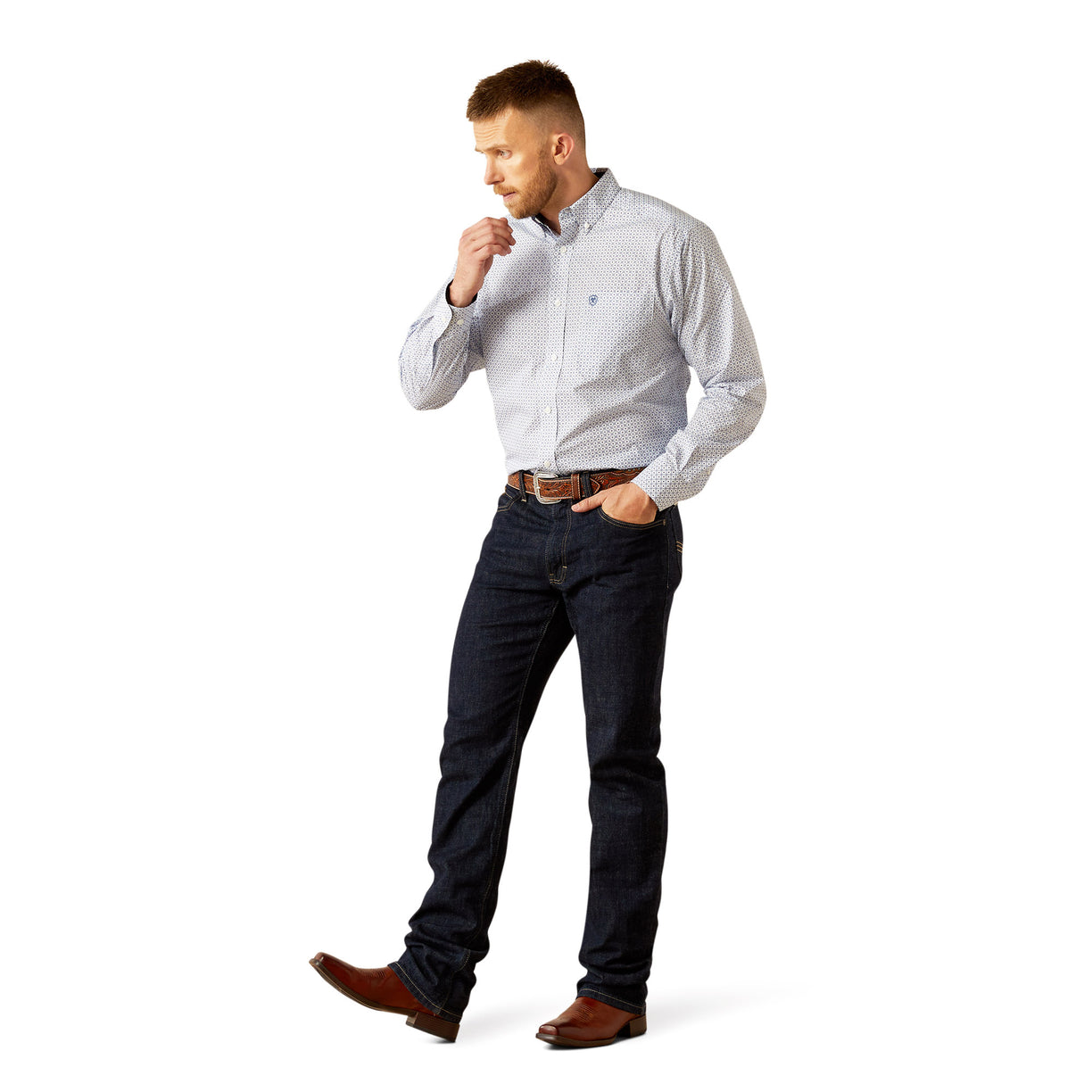 Ariat Wrinkle Free Danny Classic Fit Shirt - Blue - front full