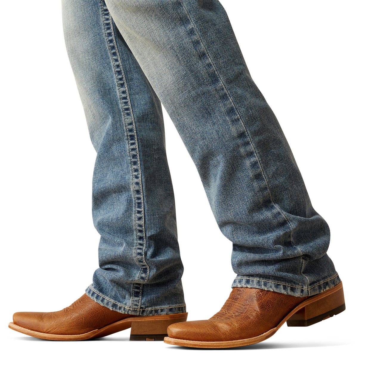 Ariat Men's M4 Relaxed Reece Straight Leg Jeans in blue denim - Detail