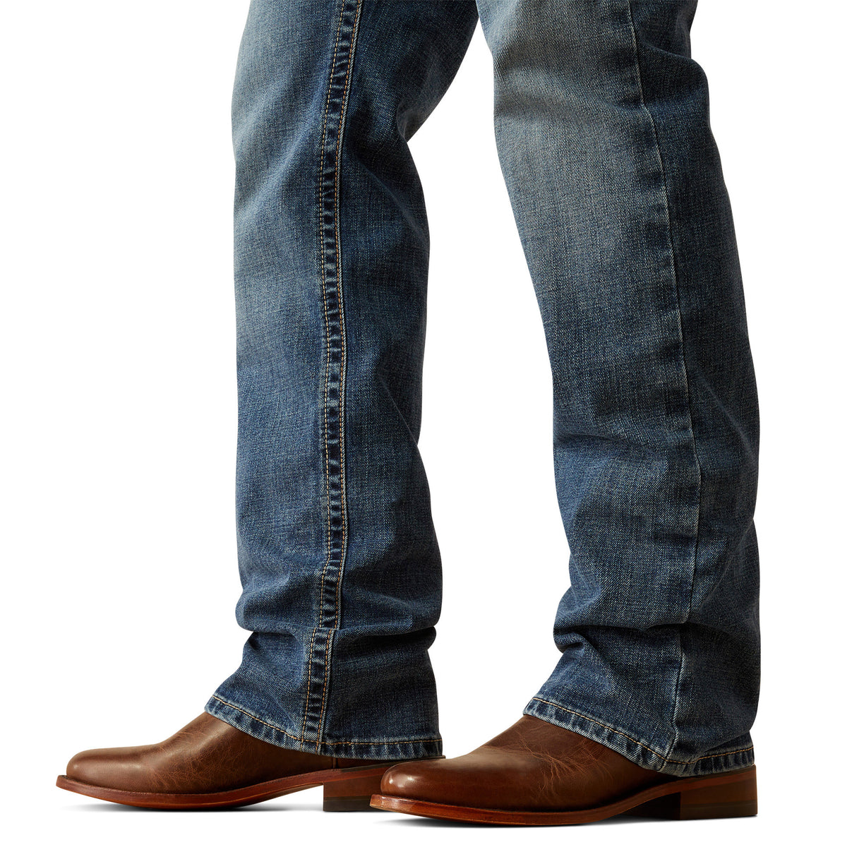 Ariat Men's M4 Relaxed Andrew Boot Cut Jeans in blue denim - Detail