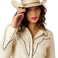 Ariat Women's Bluebell Shirt in beige with black piping - Detail