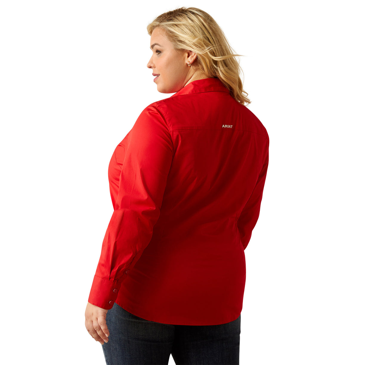 Ariat Wrinkle Resist Team Kirby Stretch Shirt - Red - back plus