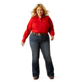 Ariat Wrinkle Resist Team Kirby Stretch Shirt - Red - front full plus
