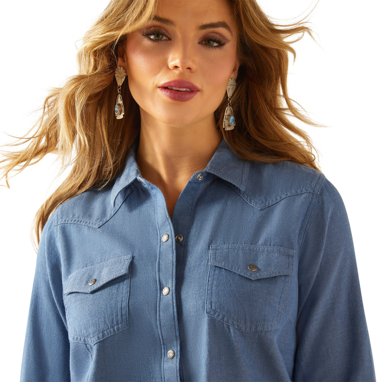 Ariat Everyday Western Shirt - Blue - front detail