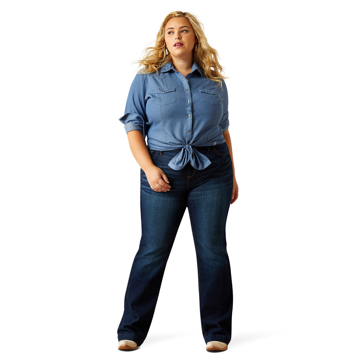 Ariat Everyday Western Shirt - Blue - front front plus size
