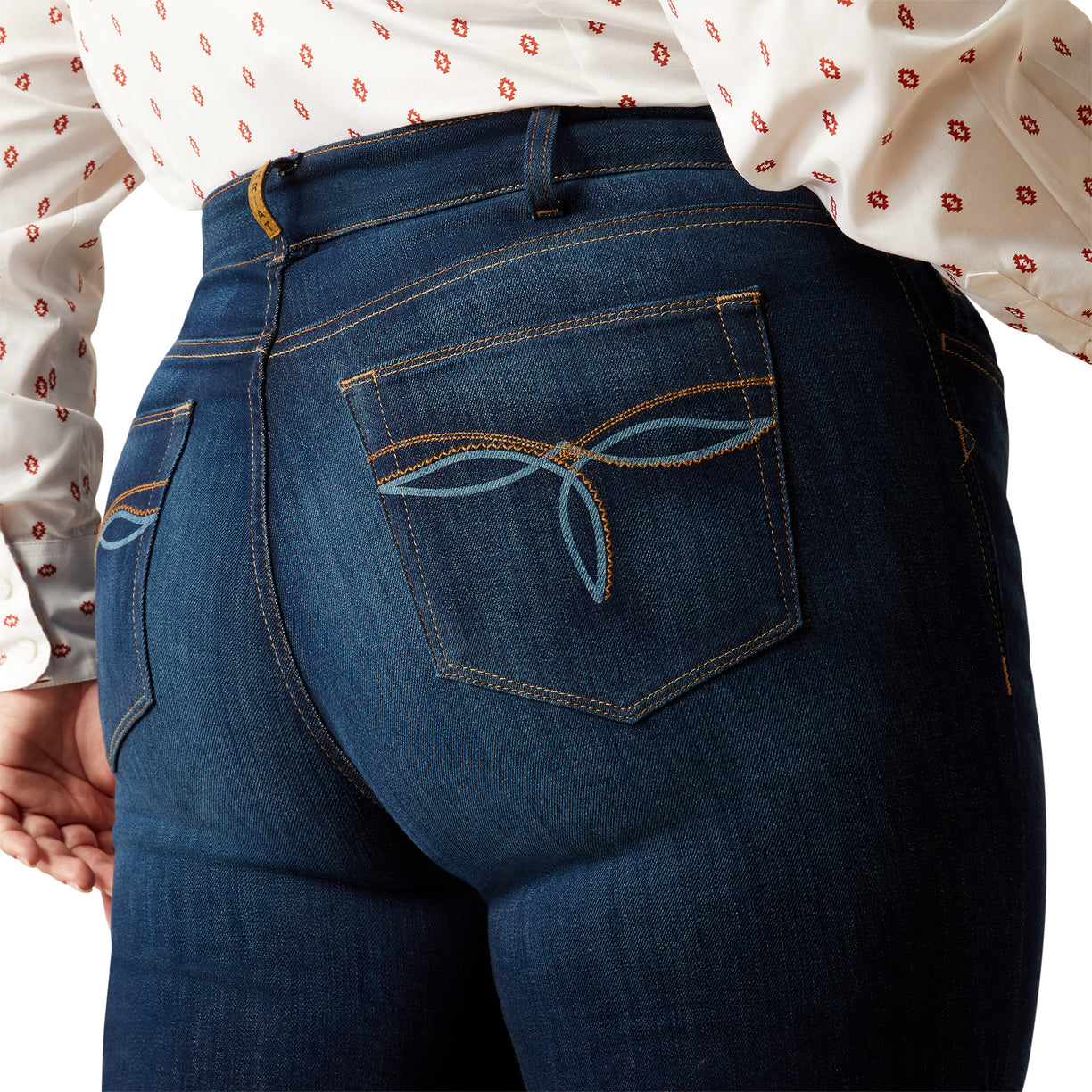 Ariat Women's Perfect Rise Julianna Trouser Jeans in dark blue denim - Detail