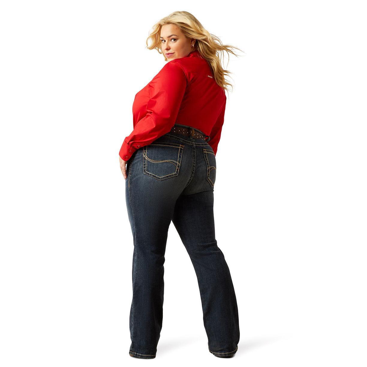 Ariat Women's Mid Rise Lilla Boot Cut Jeans in blue denim - Back