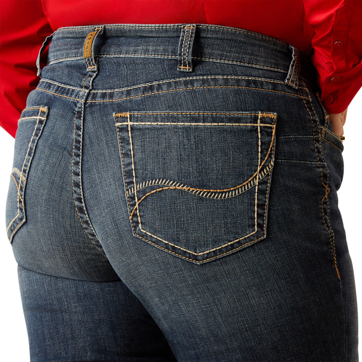 Ariat Women's Mid Rise Lilla Boot Cut Jeans in blue denim - Detail