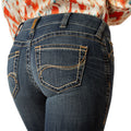 Ariat Women's Mid Rise Lilla Boot Cut Jeans in blue denim - Detail