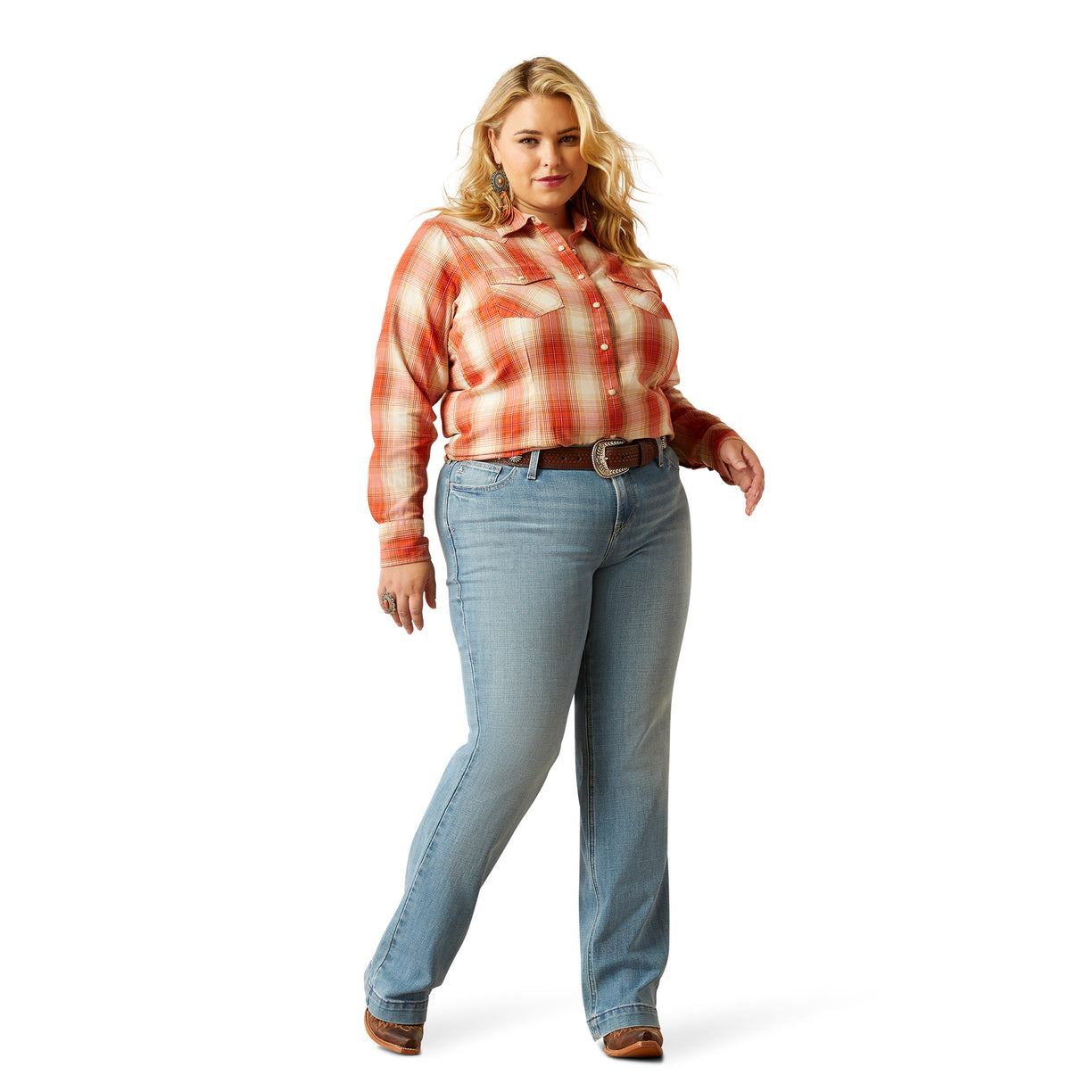 Ariat Women's Mid Rise Zoe Trouser in blue denim - Full